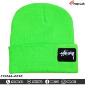 หมวกไหมพรม หมวกแฟชั่น หมวก Beanei hat กันหนาว ปักลาย stussy พื้นหนัง ดำ รุ่น F7Ah14-0096