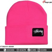 หมวกไหมพรม หมวกแฟชั่น หมวก Beanei hat กันหนาว ปักลาย stussy พื้นหนัง ดำ รุ่น F7Ah14-0096