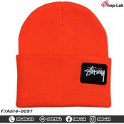 หมวกไหมพรม หมวกแฟชั่น หมวก Beanei hat กันหนาว ปักลาย stussy พื้นหนัง ดำ รุ่น F7Ah14-0096