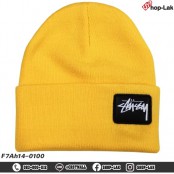 หมวกไหมพรม หมวกแฟชั่น หมวก Beanei hat กันหนาว ปักลาย stussy พื้นหนัง ดำ รุ่น F7Ah14-0096