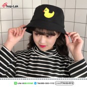 Bucket hat, frame, thick fabric, solid color, embroidered yellow duck pattern. Beautiful, cute, comfortable to wear, available in 7 colors, model F7Ah32-0012