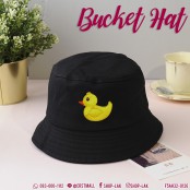 หมวก Bucket หมวกปีกรอบ ผ้าหนาสีพื้น  ปักลายเป็ดเหลือง สวยงามน่ารักๆ สวมใส่สบาย มี 7 สี รุ่น F7Ah32-0012