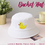 หมวก Bucket หมวกปีกรอบ ผ้าหนาสีพื้น  ปักลายเป็ดเหลือง สวยงามน่ารักๆ สวมใส่สบาย มี 7 สี รุ่น F7Ah32-0012