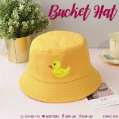 Bucket hat, frame, thick fabric, solid color, embroidered yellow duck pattern. Beautiful, cute, comfortable to wear, available in 7 colors, model F7Ah32-0012