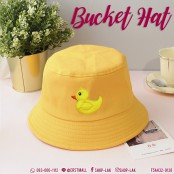 หมวก Bucket หมวกปีกรอบ ผ้าหนาสีพื้น  ปักลายเป็ดเหลือง สวยงามน่ารักๆ สวมใส่สบาย มี 7 สี รุ่น F7Ah32-0012