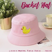Bucket hat, frame, thick fabric, solid color, embroidered yellow duck pattern. Beautiful, cute, comfortable to wear, available in 7 colors, model F7Ah32-0012
