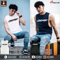 Men's fashion tank top, COTTON rolled fabric, iDenGo pattern on chest, soft and comfortable, available in 2 colors, 4 sizes, No.F7Cs01-0161