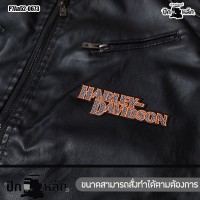 Ironing Harley-Davison logo embroidered patch. orange, gray, poly black fabric/ 11*3.7cm. Model P7Aa52-0673 ready to ship!!!!