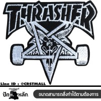 งานปักตกเเต่ง หมวก เสื้อ กางเกง เเฟชั่นงานปักติดเสื้อลายปักรูป Thrasher อาร์มรีดติดเสื้อลายปัก Thrasher แผ่นรีดติดเสื้อลายปักรูป Thrasher ตัวรีดติดผ้า ปัก Thrasher No. F3Aa51-0013