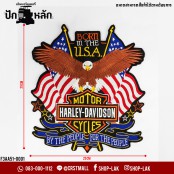 อาร์มติดเสื้อด้านหลัง Harley Born In The USA แผ่นเย็บติดเสื้อ By The People For The People งานปัก Harley นกอินทรีย์ธงชาติอเมริกาขนาดใหญ่  No. P7Aa52-0342