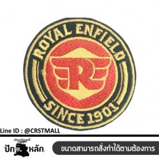  ปักเสื้อ ปักกางเกง อาร์มรีดติด ลาย Royal Enfield ป้ายลายRoyal Enfield ป้ายหนังติดเสื้อลายRoyal Enfield สินค้าพร้อมส่ง No. F3Aa51-0007