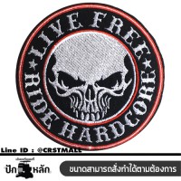 อาร์มรีดติดเสื้อผ้า ปักลาย Ride Hardcore แผ่นรีดติดเสื้อ ปักรูป Ride Hard No.F3Aa51-0012