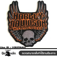 Rolled arm, body harness, HARLEY DAVIDSON, skull pattern Ironing clothes Halley skull pattern Embroidery logo HARLEY DAVIDSON No. F3Aa51-0017