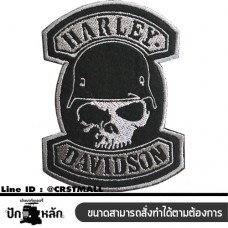 Arm rolled shirt, HARLEY DAVIDSON, skull pattern Ironing shirt, Halley shirt, skull Logo embroidered on the Halley pattern logo Rolling Irons