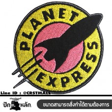 อาร์มรีดติดเสื้อผ้าปักPLANET EXPRESS แผ่นรีดติดผ้าปักPLANET EXPRESS งานปักPLANET EXPRESS อาร์มรีดปักลายPLANET EXPRE งานปักพร้อมส่ง