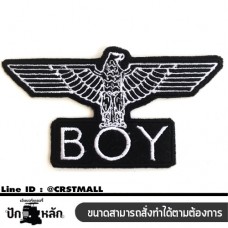 อาร์มรีดติดเสื้อผ้า ปักลาย เหยี่ยว BOY แผ่นรีดติดเสื้อ ปักรูป นกอินทรีย์ อาร์มติดเสื้อลาย เหยี่ยว BOYตัวรีด ปักลายเหยี่ยว BOY งานปัก No. F3Aa51-0010