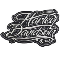 อาร์มปักลาย ตัวหนังสือ Harley Davidson 27x16 cm ติดเสื้อติดหมวก ติดสินค้าแฟชั่น งานDIYเสื้อผ้า งานปักระเอียด No.F3Aa51-0001