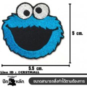อาร์มปักลาย Cookie Monster 5x5.5 cm ติดเสื้อติดหมวก ติดสินค้าแฟชั่น งานDIYเสื้อผ้า งานปักระเอียด No.F3Aa51-0004