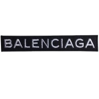 อาร์มปักลาย Balenciaga size 11x1.8 cm ปักขาวพื้นดำ ติดเสื้อ ติดหมวก ติดสินค้าแฟชั่น งาน DIY เสื้อผ้า งานปักระเอียด No.F3Aa51-0005