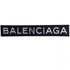 อาร์มปักลาย Balenciaga size 11x1.8 cm ปักขาวพื้นดำ ติดเสื้อ ติดหมวก ติดสินค้าแฟชั่น งาน DIY เสื้อผ้า งานปักระเอียด No.F3Aa51-0005