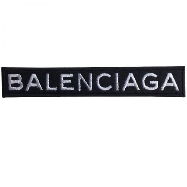 อาร์มปักลาย Balenciaga size 11x1.8 cm ปักขาวพื้นดำ ติดเสื้อ ติดหมวก ติดสินค้าแฟชั่น งาน DIY เสื้อผ้า งานปักระเอียด No.F3Aa51-0005