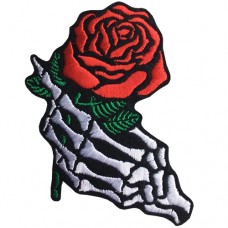 Hand embroidered skeleton skeleton with roses, size 5x8 cm, attached to a shirt, fitted with a hat Embroidery No.F3Aa51-0005