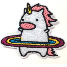 Embroidered unicorn arm with hula hoop, 6 x 5 cm Addicted to fashion products DIY work Embroidery No.F3Aa51-0005