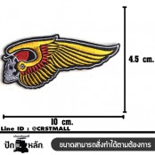 อาร์มปักลาย Hell Angles size 10x4.5 cm โลโก้ฮาร์เลย์ ติดเสื้อบิ๊กไบค์ HALEY ติดหมวก งานDIYเสื้อผ้า งานปักระเอียด No.F3Aa51-0006