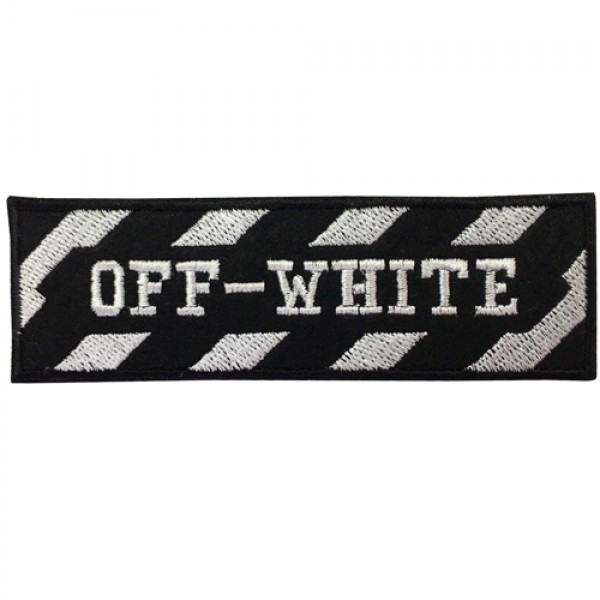 อาร์มปักลาย ตัวอักษร Off-White 10x3 cm ติดเสื้อติดหมวก ติดสินค้าแฟชั่น งานDIYเสื้อผ้า งานปักระเอียด No.F3Aa51-0006