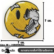 อาร์มปักลาย Smile หัวกะโหลก 7x7 cm ติดเสื้อติดหมวก ติดสินค้าแฟชั่น งานDIYเสื้อผ้า งานปักระเอียด No.F3Aa51-0007