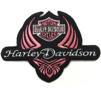 อาร์มปักลาย Harley Davidson ชมพู 11x8 cm ติดเสื้อติดหมวก ติดสินค้าแฟชั่น งานDIYเสื้อผ้า งานปักระเอียด No.F3Aa51-0009