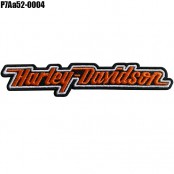 อาร์มปักลาย Harley-Davidson ปักดำขาวส้มบนผ้าโพลีสีดํา ขนาด 10.5*2cm รุ่นP7Aa52-0004 พร้อมส่ง!!!