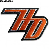 อาร์มรีดติดเสื้อ ลาย HARLEY HD ปักดำขาวส้มพื้นโพลีดำ ขนาด 8*6cm รุ่น P7Aa52-0006 พร้อมส่ง!!!