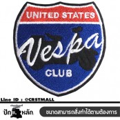 อาร์มปักลาย UNITED STATES VESPA CLUB /Size 7*7cm #ปักขาวแดงน้ำเงินพื้นดำ งานปักคุณภาพสูง No. P7Aa52-0459