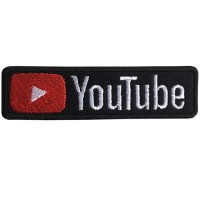 อาร์มปักลาย YOUTUBE LOGO /Size 8*2cm #ปักขาวแดงดำพื้นดำ งานปักคุณภาพสูง No.P7Aa52-0460