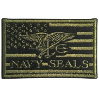 อาร์มปักลาย NAVY SEALS นก ธงอเมริกา /Size 8*5cm #ปักเขียวพื้นดำ No.P7Aa52-0477