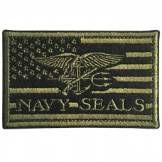 อาร์มปักลาย NAVY SEALS นก ธงอเมริกา /Size 8*5cm #ปักเขียวพื้นดำ No.P7Aa52-0477