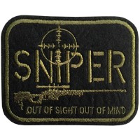 อาร์มปักลาย SNIPER OUT OF SIGHT /Size 7.5*6cm #ปักเขียวพื้นดำ No.P7Aa52-0476