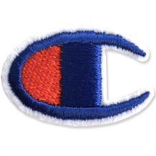 อาร์มติดเสื้อ ตัวรีดติดเสื้อ อาร์มปักลาย Champion LOGO C /Size 3*2cm #ปักน้ำเงินแดงพื้นขาว รุ่นP7Aa52-0502