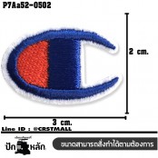 อาร์มติดเสื้อ ตัวรีดติดเสื้อ อาร์มปักลาย Champion LOGO C /Size 3*2cm #ปักน้ำเงินแดงพื้นขาว รุ่นP7Aa52-0502