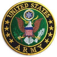 อาร์มติดเสื้อ ตัวรีดติดเสื้อ อาร์มปักลาย united states army logoวงกลม /Size 7*7cm #ปักเหลืองขาวเขียวน้ำตาลพื้นดำ# รุ่นP7Aa52-0506