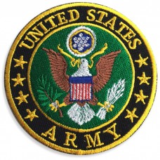 Patch Iron on the shirt, embroidered in united states army logo circle / Size 7 * 7cm # embroidered yellow, white, green, brown, black background # Model P7Aa52-0506