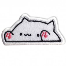 Patch The iron is attached to the shirt, embroidered with a cat pattern raised hands / Size 8 * 4cm # Embroidered black, pink, white Model P7Aa52-0510