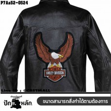 Shirt Iron on the shirt, embroidered with HARLEY large eagle / Size 25 * 20cm # embroidered white, brown, orange, poly black, model P7Aa52-0524.