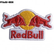 อาร์มติดเสื้อ ตัวรีดติดเสื้อ อาร์มปักลาย Red Bull /Size 4*7cm #ปักแดงเหลืองขาวพื้นขาว รุ่น P7Aa52-0530