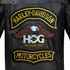 Shirt Iron on the shirt, embroidered with HARLEY eagle pattern, 3 pieces large / Size 35 * 31cm # embroidered, black, white, brown, yellow, poly floor model P7Aa52-0532.