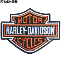 Shirt Iron on the shirt, embroidered with HARLEY logo, poly fabric / Size 9.5 * 7.5cm # embroidered, orange, white, black, poly black, model P7Aa52-0536.