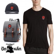 อาร์มติดเสื้อ ตัวรีดติดเสื้อ อาร์มปักลาย หัวไฟ spirit fire /Size 6*5cm #ปักดำขาวแดงพื้นดำ งานคุณภาพดีเส้นคมชัดลวดลายสวยงาม รุ่น P7Aa52-0544