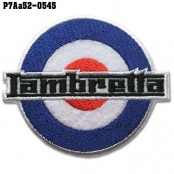 อาร์มติดเสื้อ ตัวรีดติดเสื้อ อาร์มปักลาย  Lambretta วงหลม /Size 7*6cm #ปักดำขาวแดงน้ำเงินพื้นขาว รุ่น P7Aa52-0545