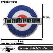 อาร์มติดเสื้อ ตัวรีดติดเสื้อ อาร์มปักลาย  Lambretta วงหลม /Size 7*6cm #ปักดำขาวแดงน้ำเงินพื้นขาว รุ่น P7Aa52-0545